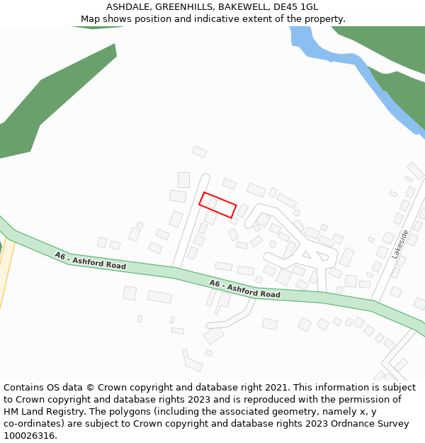 ASHDALE, GREENHILLS, BAKEWELL, DE45 1GL: Location map and indicative extent of plot