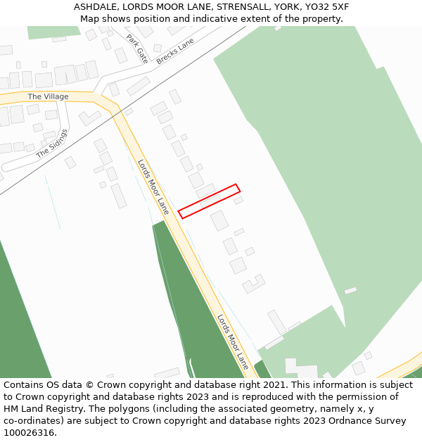 ASHDALE, LORDS MOOR LANE, STRENSALL, YORK, YO32 5XF: Location map and indicative extent of plot
