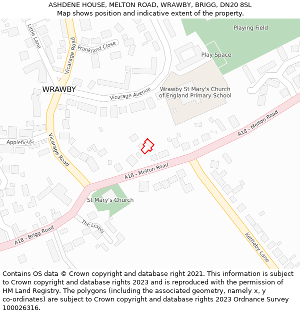 ASHDENE HOUSE, MELTON ROAD, WRAWBY, BRIGG, DN20 8SL: Location map and indicative extent of plot