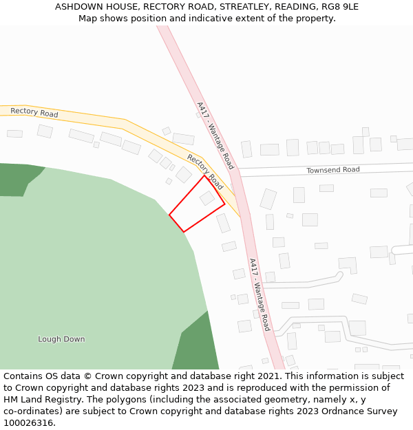 ASHDOWN HOUSE, RECTORY ROAD, STREATLEY, READING, RG8 9LE: Location map and indicative extent of plot