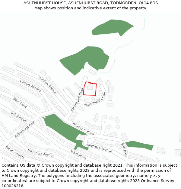 ASHENHURST HOUSE, ASHENHURST ROAD, TODMORDEN, OL14 8DS: Location map and indicative extent of plot