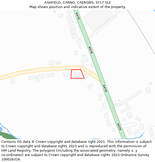 ASHFIELD, CARNO, CAERSWS, SY17 5LE: Location map and indicative extent of plot