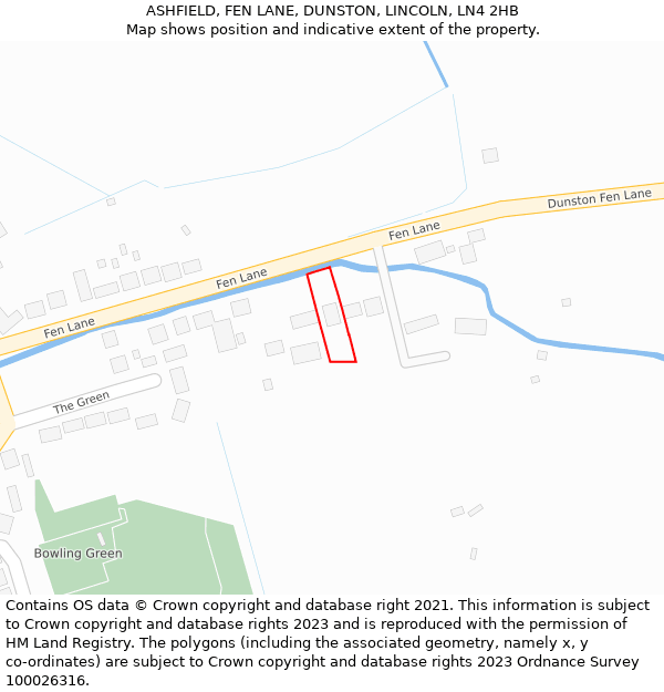 ASHFIELD, FEN LANE, DUNSTON, LINCOLN, LN4 2HB: Location map and indicative extent of plot