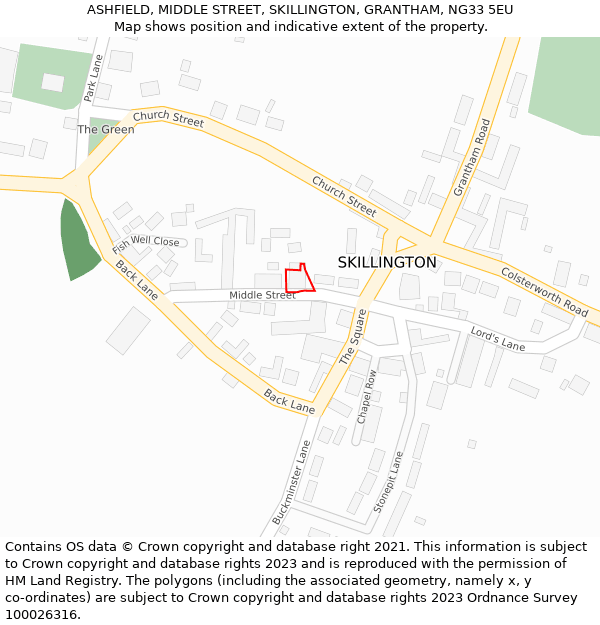 ASHFIELD, MIDDLE STREET, SKILLINGTON, GRANTHAM, NG33 5EU: Location map and indicative extent of plot