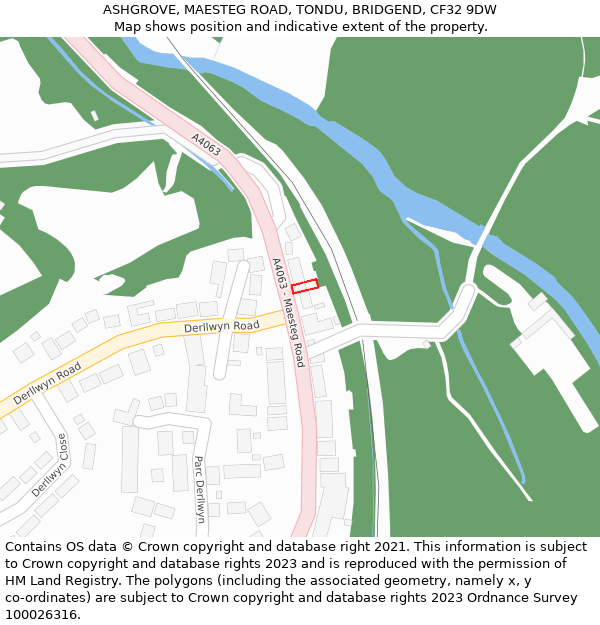 ASHGROVE, MAESTEG ROAD, TONDU, BRIDGEND, CF32 9DW: Location map and indicative extent of plot
