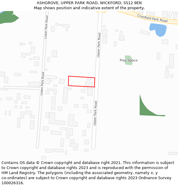 ASHGROVE, UPPER PARK ROAD, WICKFORD, SS12 9EN: Location map and indicative extent of plot