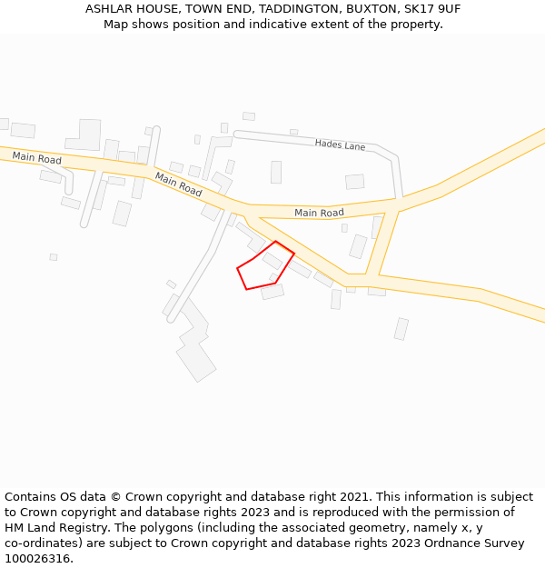 ASHLAR HOUSE, TOWN END, TADDINGTON, BUXTON, SK17 9UF: Location map and indicative extent of plot