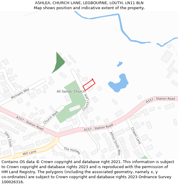 ASHLEA, CHURCH LANE, LEGBOURNE, LOUTH, LN11 8LN: Location map and indicative extent of plot