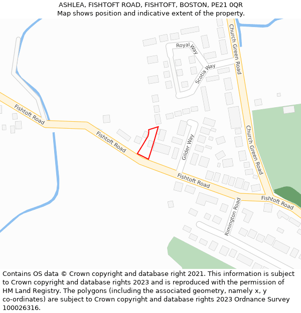 ASHLEA, FISHTOFT ROAD, FISHTOFT, BOSTON, PE21 0QR: Location map and indicative extent of plot