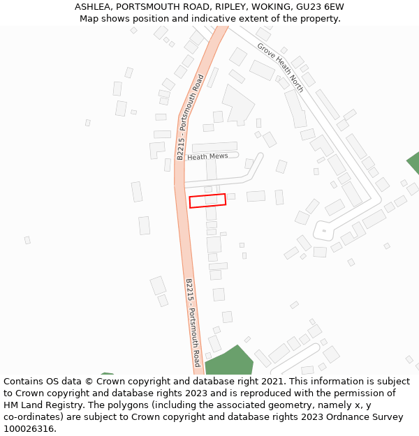 ASHLEA, PORTSMOUTH ROAD, RIPLEY, WOKING, GU23 6EW: Location map and indicative extent of plot