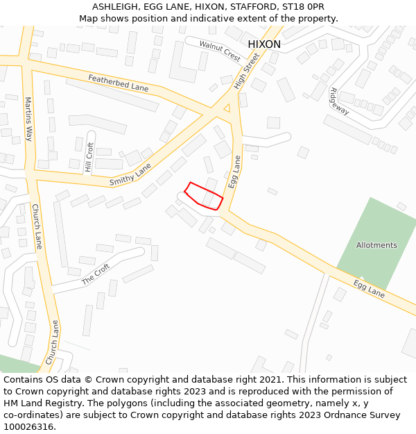 ASHLEIGH, EGG LANE, HIXON, STAFFORD, ST18 0PR: Location map and indicative extent of plot