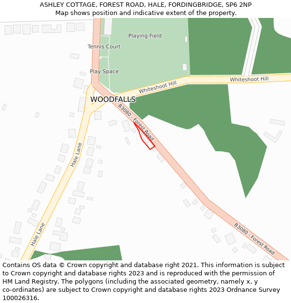 ASHLEY COTTAGE, FOREST ROAD, HALE, FORDINGBRIDGE, SP6 2NP: Location map and indicative extent of plot