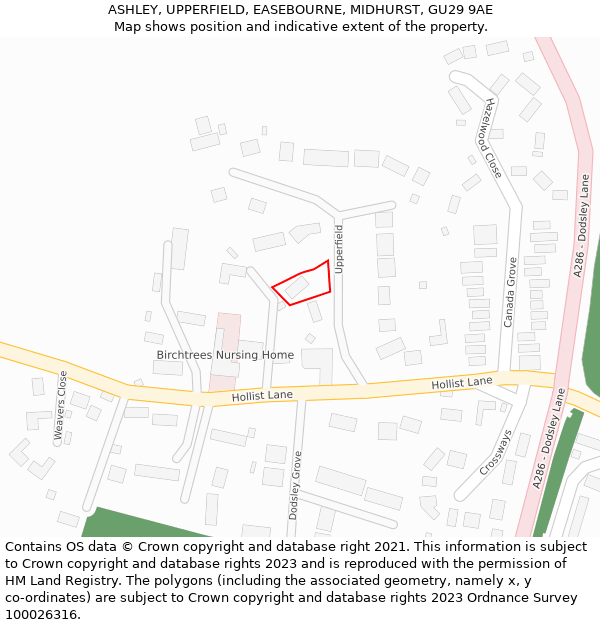 ASHLEY, UPPERFIELD, EASEBOURNE, MIDHURST, GU29 9AE: Location map and indicative extent of plot