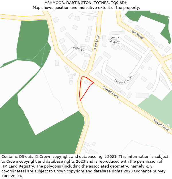 ASHMOOR, DARTINGTON, TOTNES, TQ9 6DH: Location map and indicative extent of plot