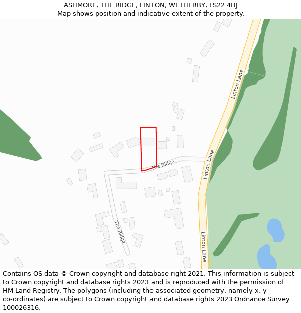 ASHMORE, THE RIDGE, LINTON, WETHERBY, LS22 4HJ: Location map and indicative extent of plot