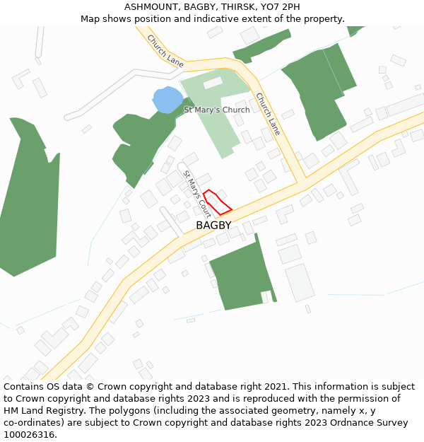 ASHMOUNT, BAGBY, THIRSK, YO7 2PH: Location map and indicative extent of plot