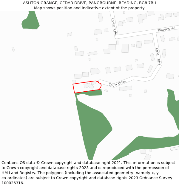 ASHTON GRANGE, CEDAR DRIVE, PANGBOURNE, READING, RG8 7BH: Location map and indicative extent of plot