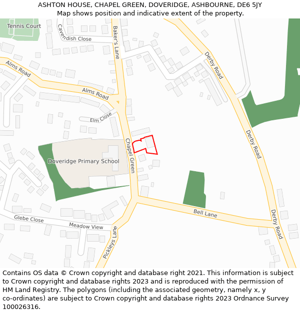 ASHTON HOUSE, CHAPEL GREEN, DOVERIDGE, ASHBOURNE, DE6 5JY: Location map and indicative extent of plot