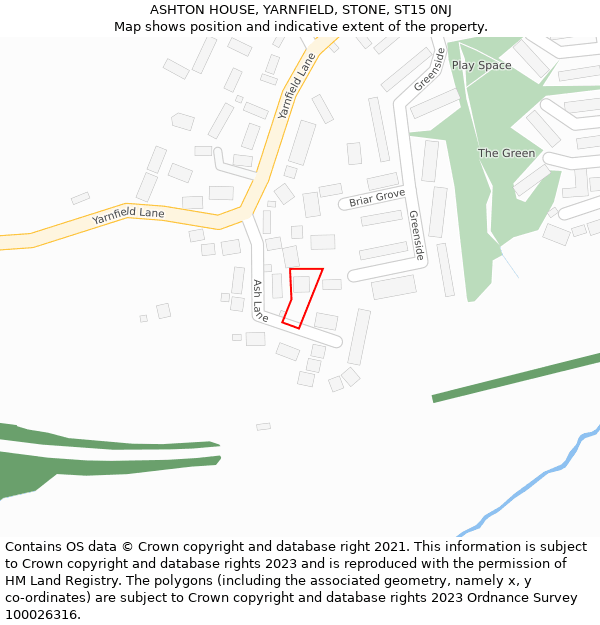 ASHTON HOUSE, YARNFIELD, STONE, ST15 0NJ: Location map and indicative extent of plot