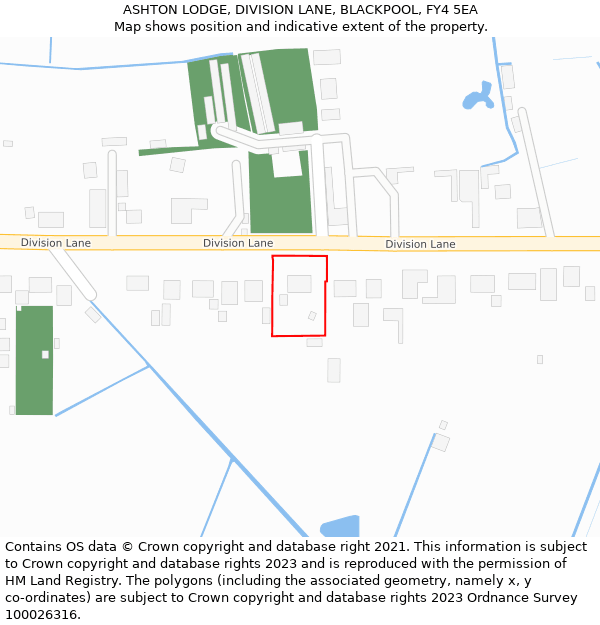 ASHTON LODGE, DIVISION LANE, BLACKPOOL, FY4 5EA: Location map and indicative extent of plot