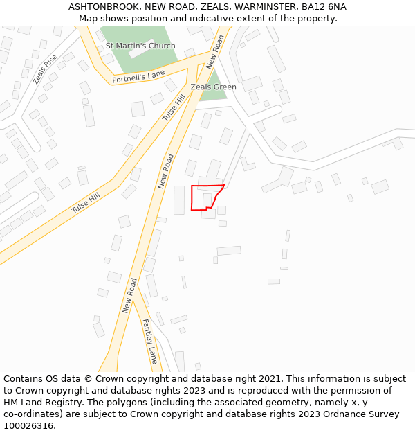 ASHTONBROOK, NEW ROAD, ZEALS, WARMINSTER, BA12 6NA: Location map and indicative extent of plot