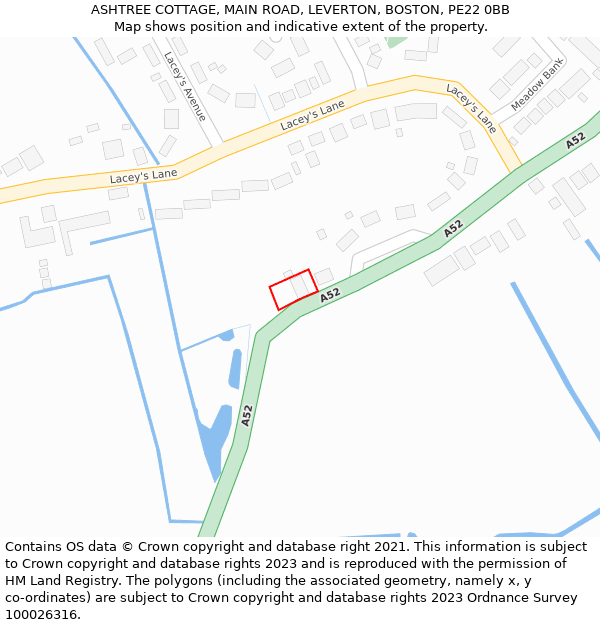 ASHTREE COTTAGE, MAIN ROAD, LEVERTON, BOSTON, PE22 0BB: Location map and indicative extent of plot