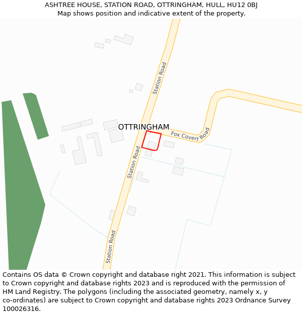 ASHTREE HOUSE, STATION ROAD, OTTRINGHAM, HULL, HU12 0BJ: Location map and indicative extent of plot