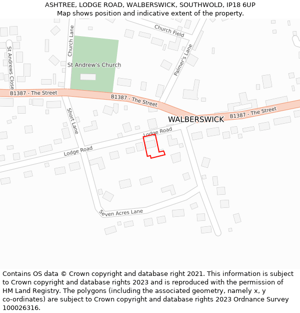ASHTREE, LODGE ROAD, WALBERSWICK, SOUTHWOLD, IP18 6UP: Location map and indicative extent of plot
