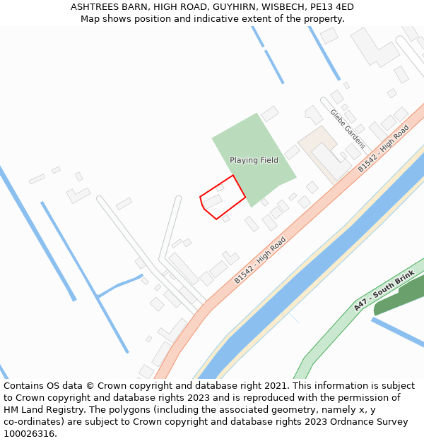 ASHTREES BARN, HIGH ROAD, GUYHIRN, WISBECH, PE13 4ED: Location map and indicative extent of plot