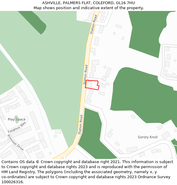 ASHVILLE, PALMERS FLAT, COLEFORD, GL16 7HU: Location map and indicative extent of plot