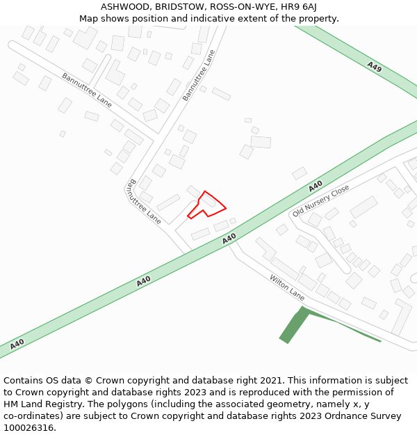 ASHWOOD, BRIDSTOW, ROSS-ON-WYE, HR9 6AJ: Location map and indicative extent of plot