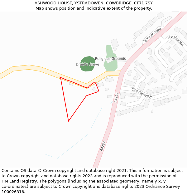 ASHWOOD HOUSE, YSTRADOWEN, COWBRIDGE, CF71 7SY: Location map and indicative extent of plot