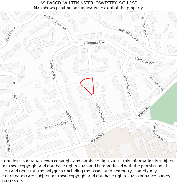 ASHWOOD, WHITEMINSTER, OSWESTRY, SY11 1SF: Location map and indicative extent of plot