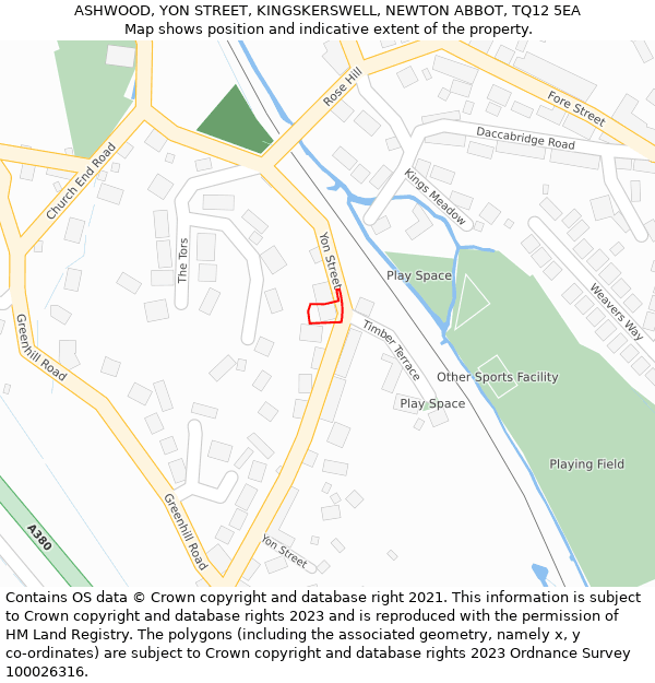 ASHWOOD, YON STREET, KINGSKERSWELL, NEWTON ABBOT, TQ12 5EA: Location map and indicative extent of plot
