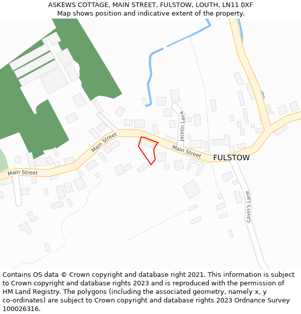 ASKEWS COTTAGE, MAIN STREET, FULSTOW, LOUTH, LN11 0XF: Location map and indicative extent of plot