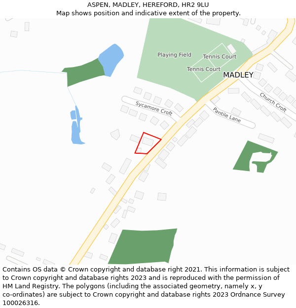 ASPEN, MADLEY, HEREFORD, HR2 9LU: Location map and indicative extent of plot
