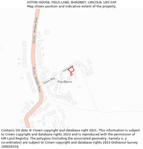ASTON HOUSE, FIELD LANE, BARDNEY, LINCOLN, LN3 5XP: Location map and indicative extent of plot