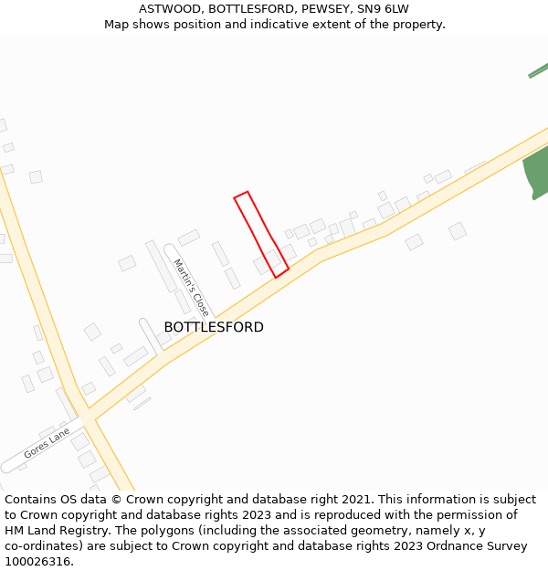 ASTWOOD, BOTTLESFORD, PEWSEY, SN9 6LW: Location map and indicative extent of plot