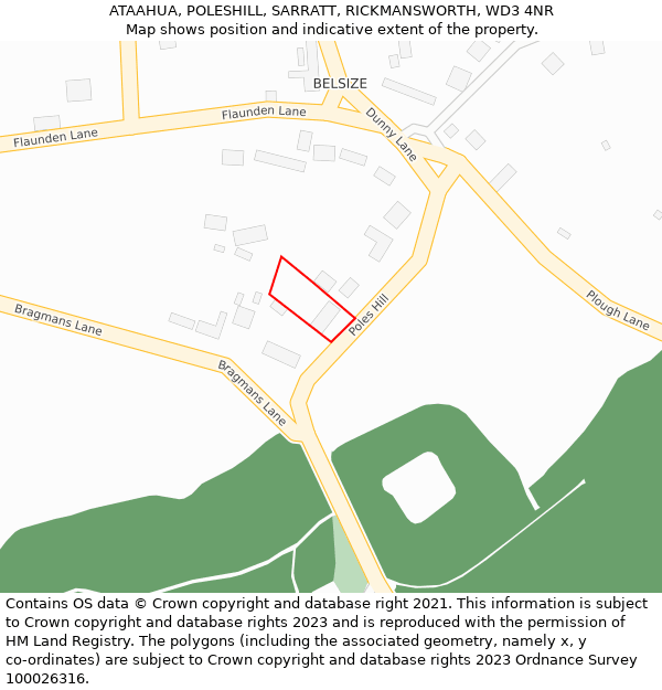 ATAAHUA, POLESHILL, SARRATT, RICKMANSWORTH, WD3 4NR: Location map and indicative extent of plot