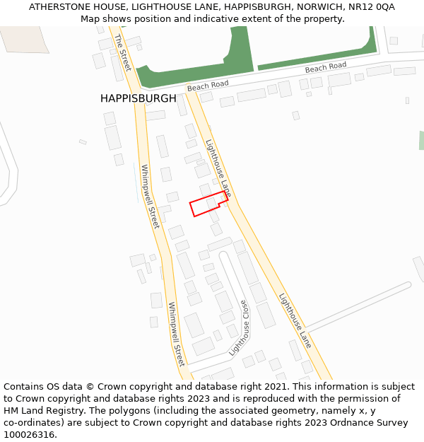 ATHERSTONE HOUSE, LIGHTHOUSE LANE, HAPPISBURGH, NORWICH, NR12 0QA: Location map and indicative extent of plot