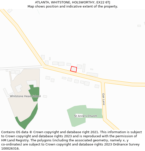 ATLANTA, WHITSTONE, HOLSWORTHY, EX22 6TJ: Location map and indicative extent of plot