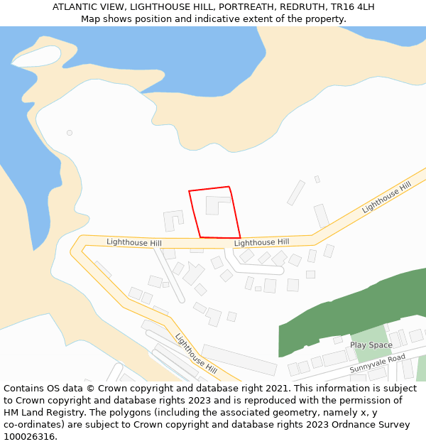 ATLANTIC VIEW, LIGHTHOUSE HILL, PORTREATH, REDRUTH, TR16 4LH: Location map and indicative extent of plot
