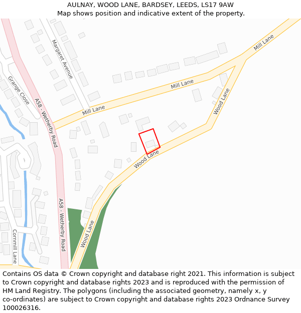 AULNAY, WOOD LANE, BARDSEY, LEEDS, LS17 9AW: Location map and indicative extent of plot