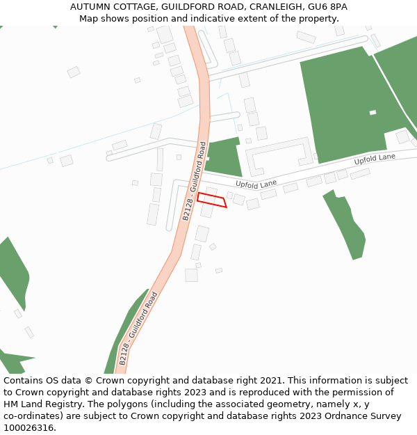 AUTUMN COTTAGE, GUILDFORD ROAD, CRANLEIGH, GU6 8PA: Location map and indicative extent of plot