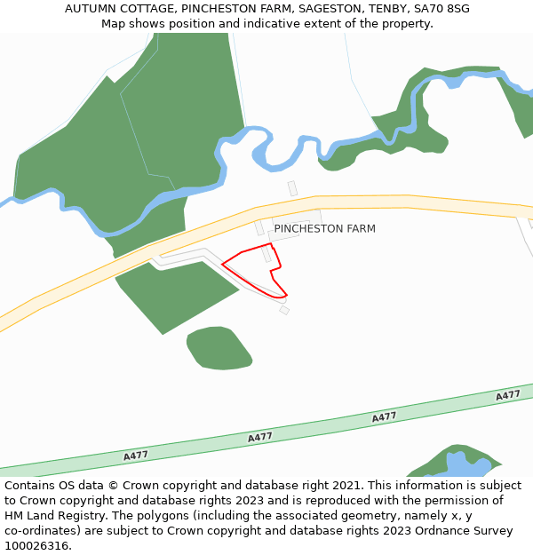 AUTUMN COTTAGE, PINCHESTON FARM, SAGESTON, TENBY, SA70 8SG: Location map and indicative extent of plot