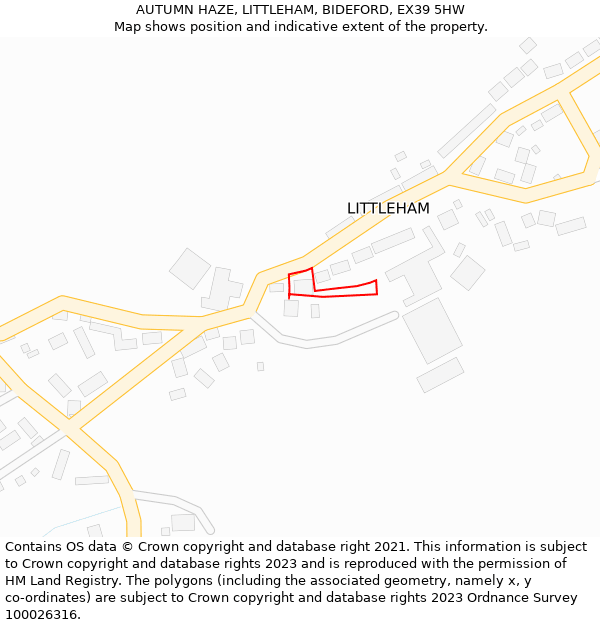 AUTUMN HAZE, LITTLEHAM, BIDEFORD, EX39 5HW: Location map and indicative extent of plot