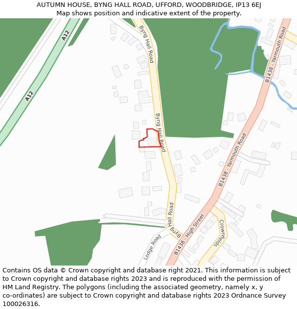 AUTUMN HOUSE, BYNG HALL ROAD, UFFORD, WOODBRIDGE, IP13 6EJ: Location map and indicative extent of plot