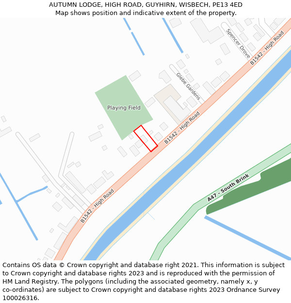 AUTUMN LODGE, HIGH ROAD, GUYHIRN, WISBECH, PE13 4ED: Location map and indicative extent of plot