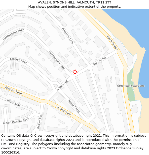 AVALEN, SYMONS HILL, FALMOUTH, TR11 2TT: Location map and indicative extent of plot