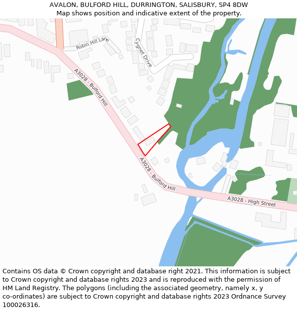 AVALON, BULFORD HILL, DURRINGTON, SALISBURY, SP4 8DW: Location map and indicative extent of plot